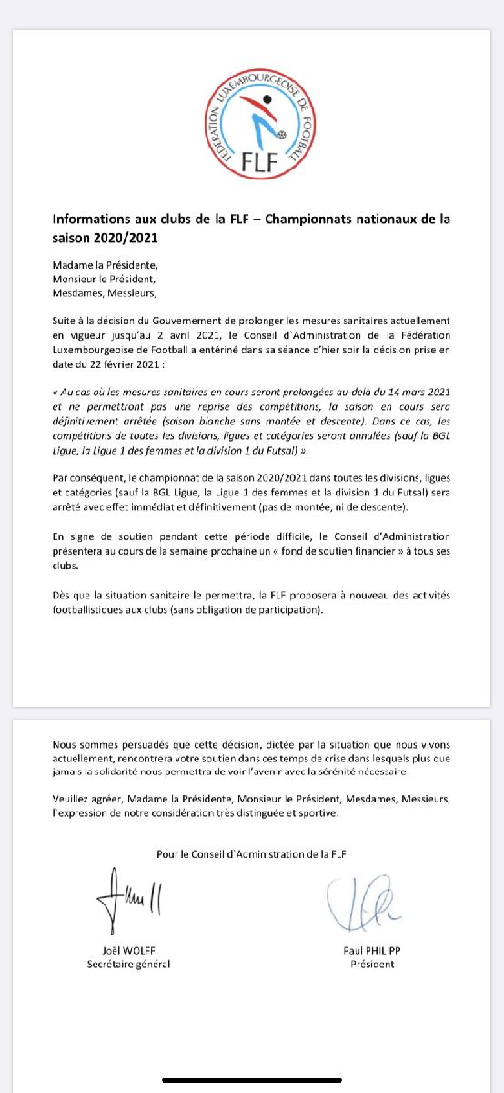 Informations sur le Championnat de la saison 2020/2021