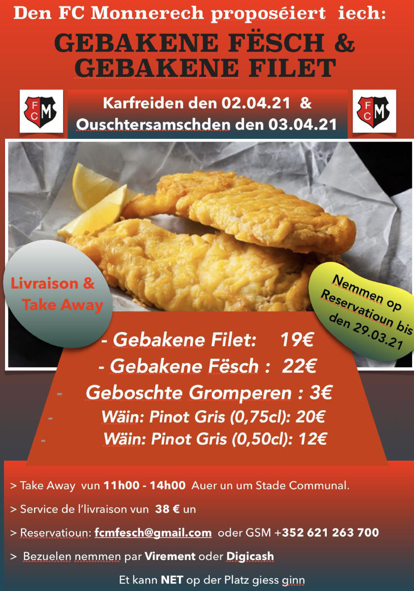 Gebakene Fësch beim FC Monnerech Gebakene Fësch beim FC Monnerech