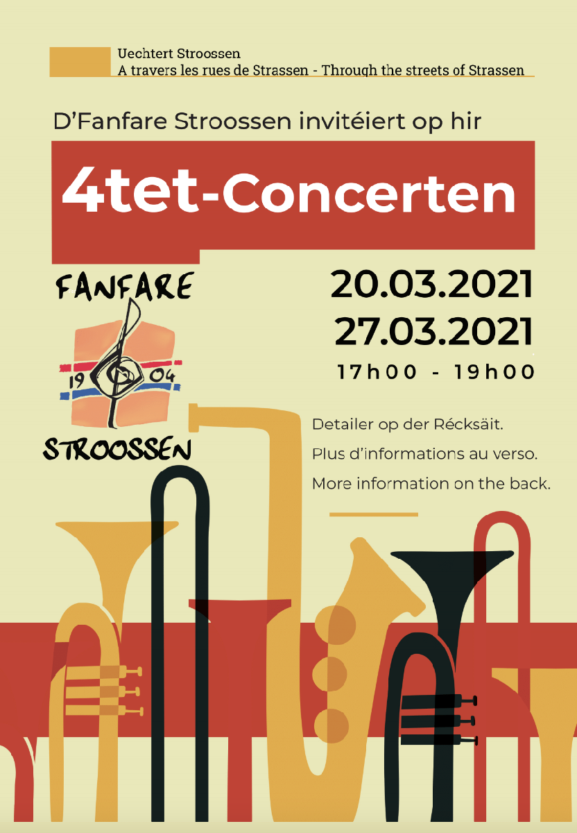 Quartett-Concerten zu Stroossen den 20. an de 27. Mäerz 2021