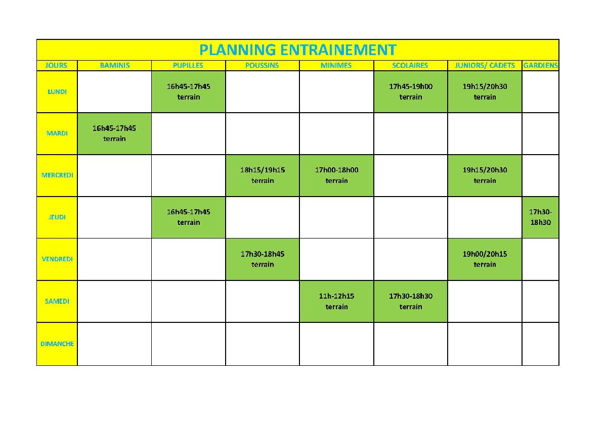 Nouveau plan d'entraînement pour les jeunes à partir du 15.03.2021