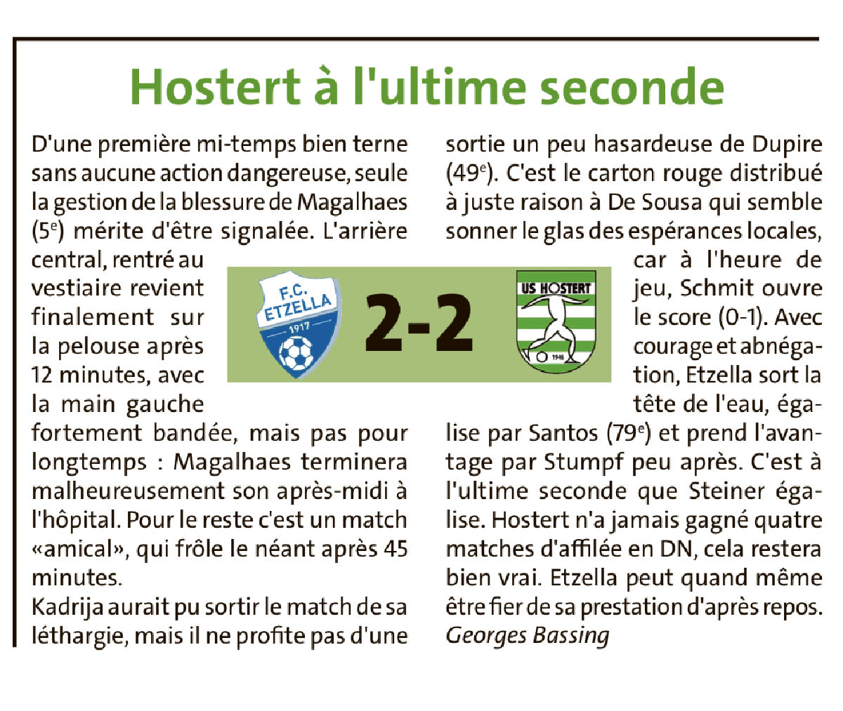 USH mam Ausglaich a leschter Sekonn zu Ettelbreck (2-2).