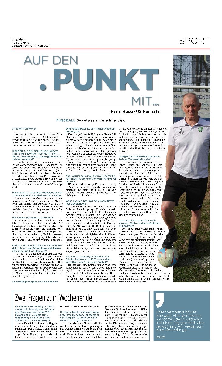 Interview mam Henri Bossi am Tagblatt