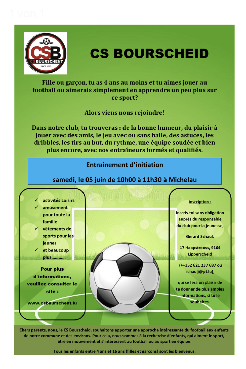 Entrainement d‘initiation (Schnuppertraining)