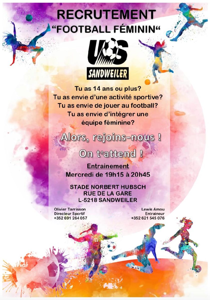 Recrutement ‘’FOOTBALL FÉMININ’’ Recrutement ‘’FOOTBALL FÉMININ’’