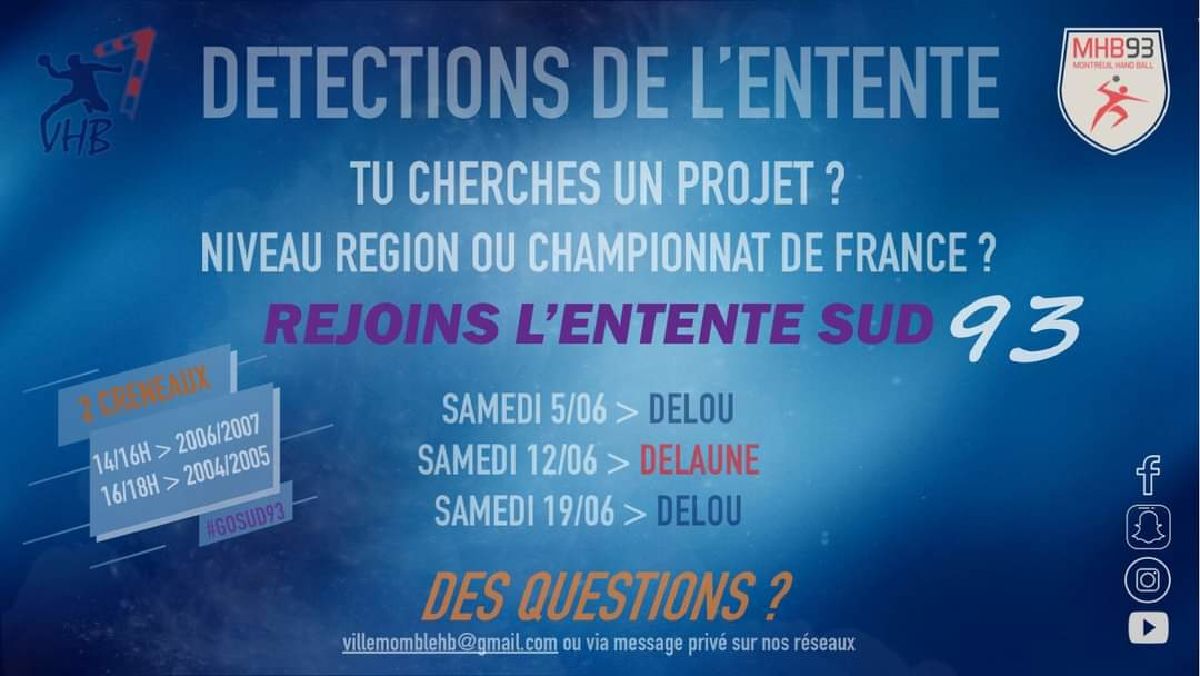 DETECTIONS DE L'ENTENTE SUD 93