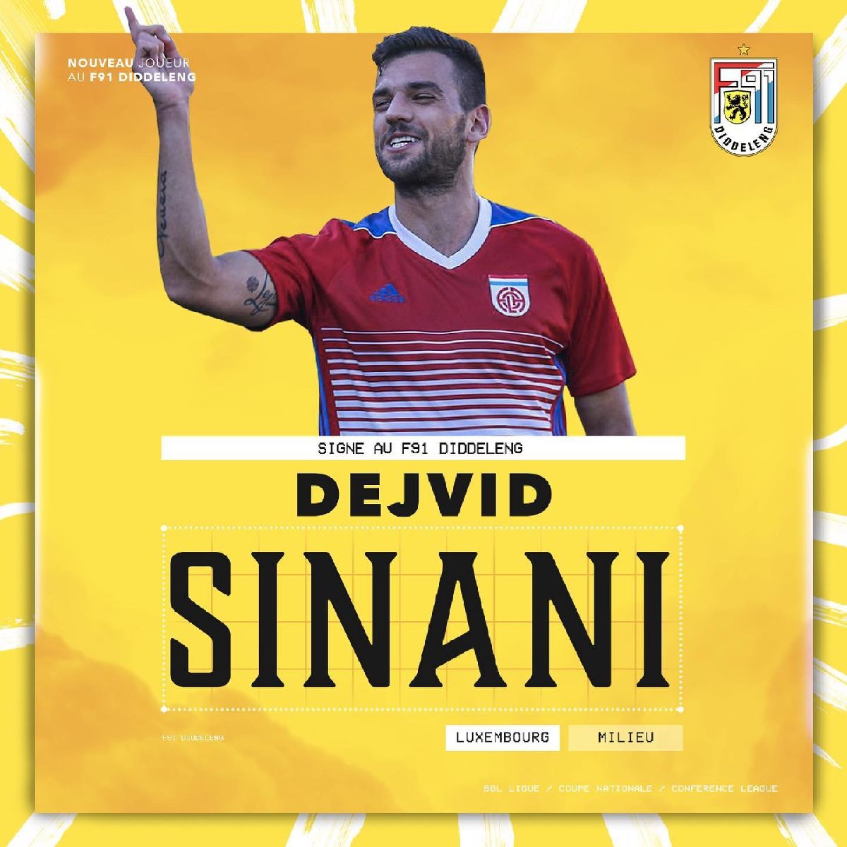 Dejvid Sinani rejoint le F91 Dejvid Sinani rejoint le F91