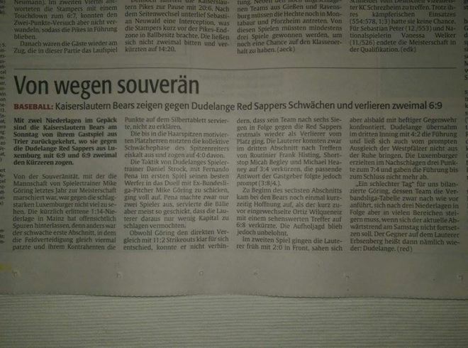 Newspaper article from kaiserslautern!