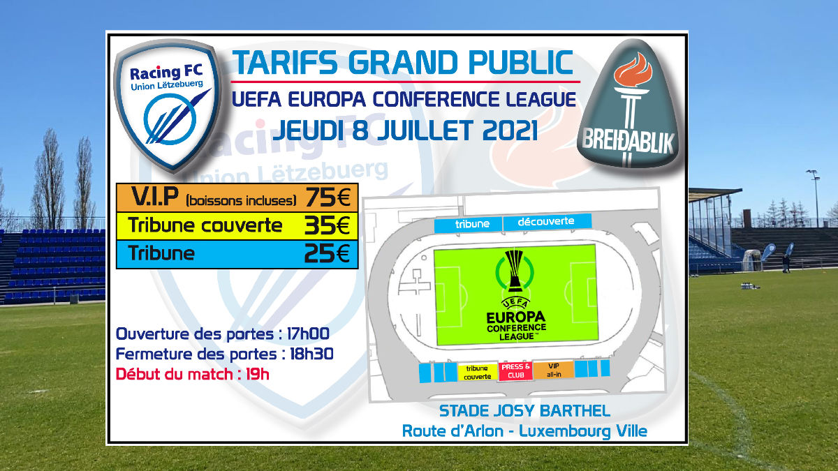 Billetterie Racing FC vs Breidablik : toutes les infos Billetterie Racing FC vs Breidablik : toutes les infos