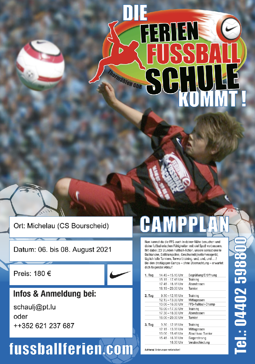 Fussballferiencamp 06.-08.August 2021- noch wenige Plätze frei!