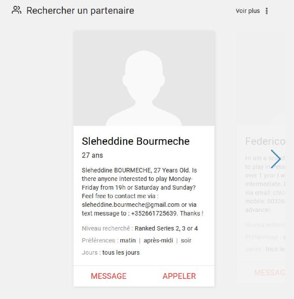 Crées ton annonce pour trouver un partenaire de tennis