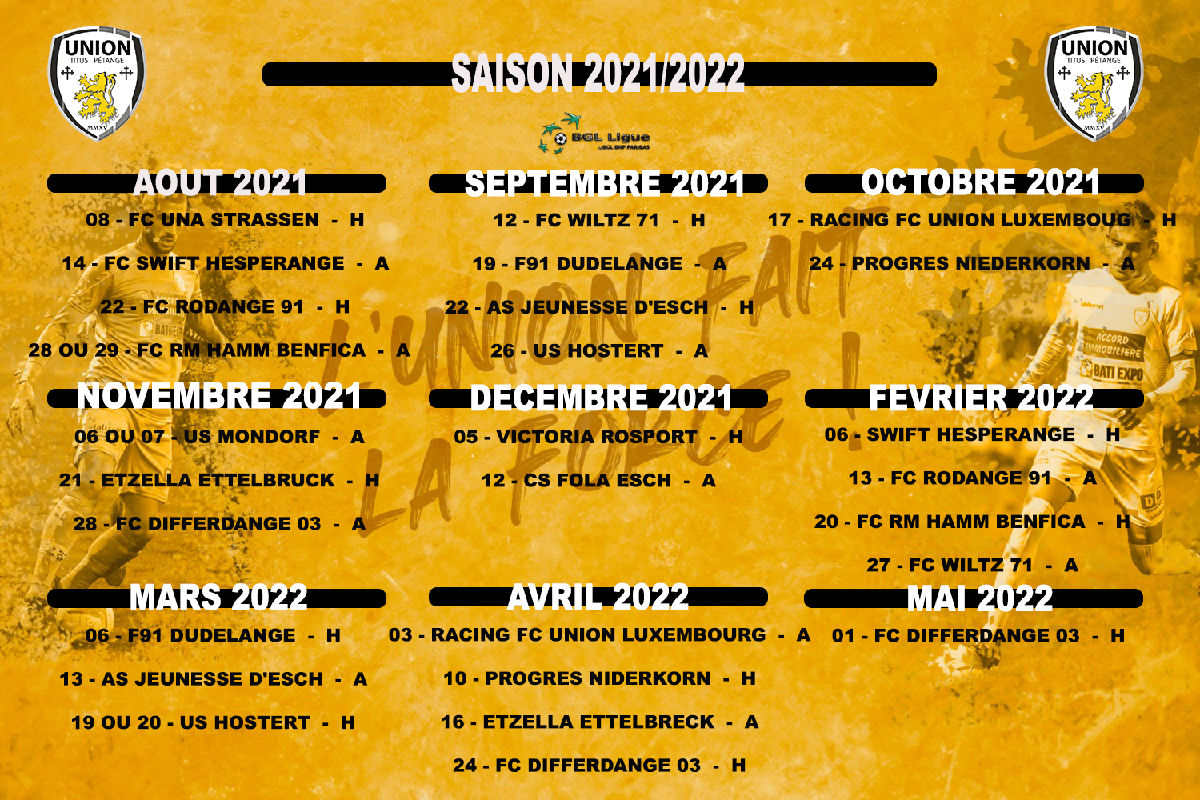 CALENDRIER DE NOS MATCHS EN BGL-LIGUES