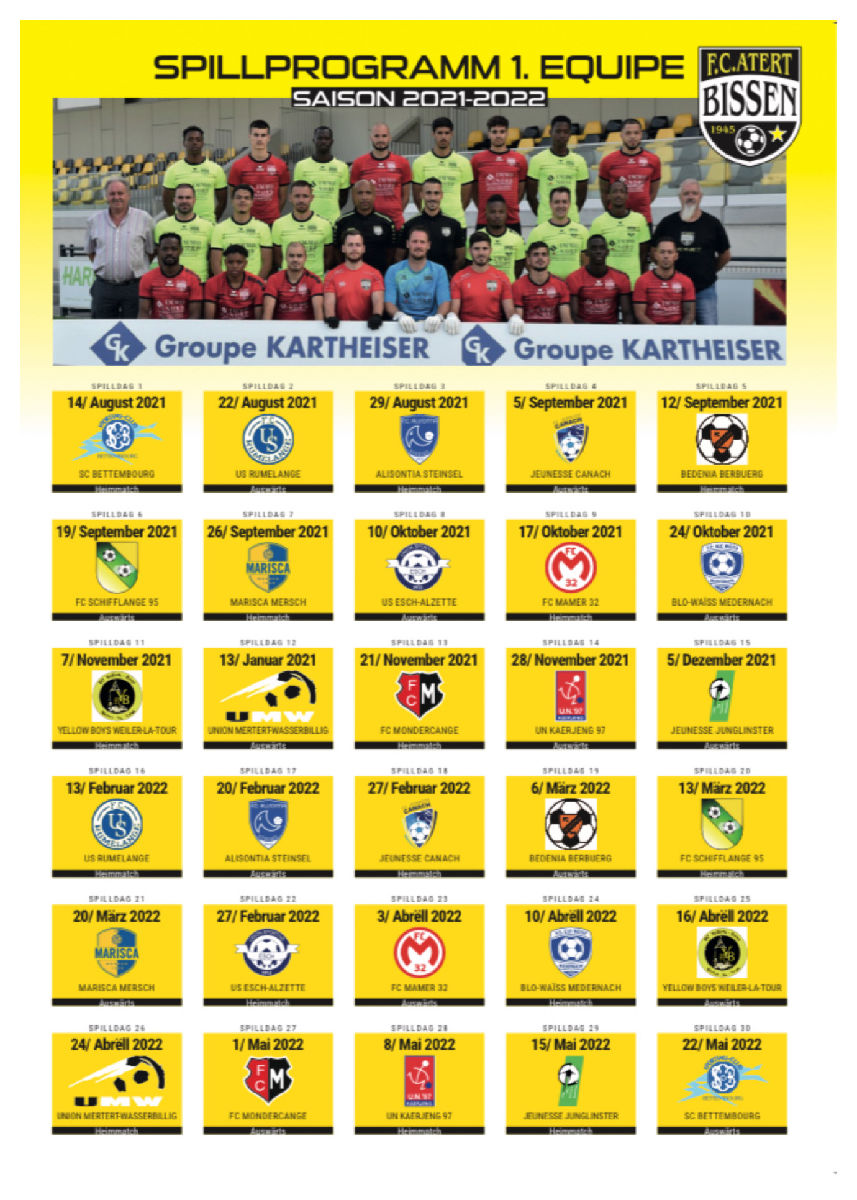 Programme 1.Equipe Saison 2021-2022