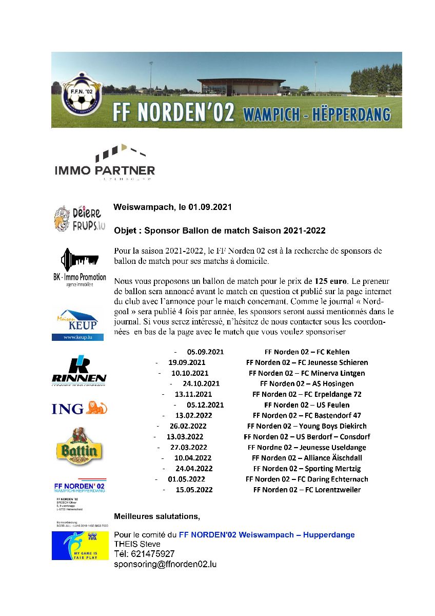 Update Sponsor Ballon de Match Update Sponsor Ballon de Match