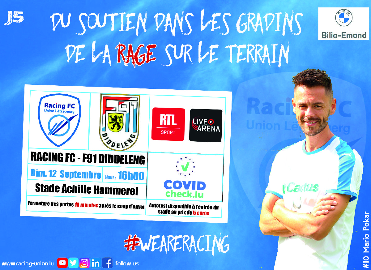 Racing FC vs F91 Diddeleng : le choc de la 5e journée ! Racing FC vs F91 Diddeleng : le choc de la 5e journée !