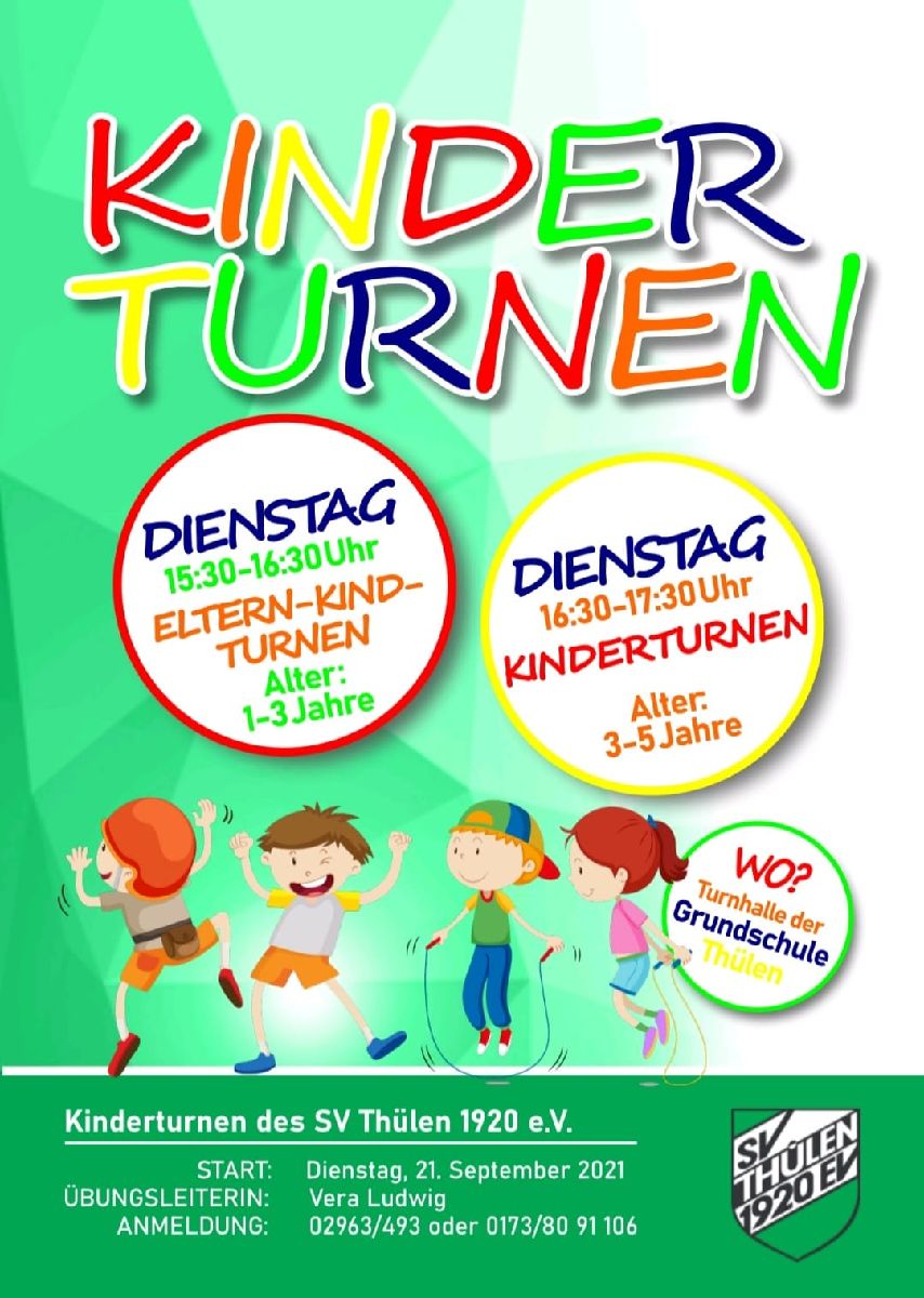 Kinderturnen beim SV Thülen ab dem 21.September Kinderturnen beim SV Thülen ab dem 21.September