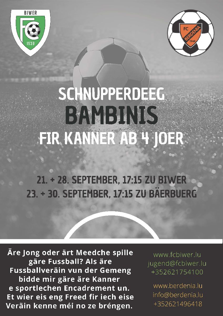 Schnuppertraining fir déi Kleng Schnuppertraining fir déi Kleng