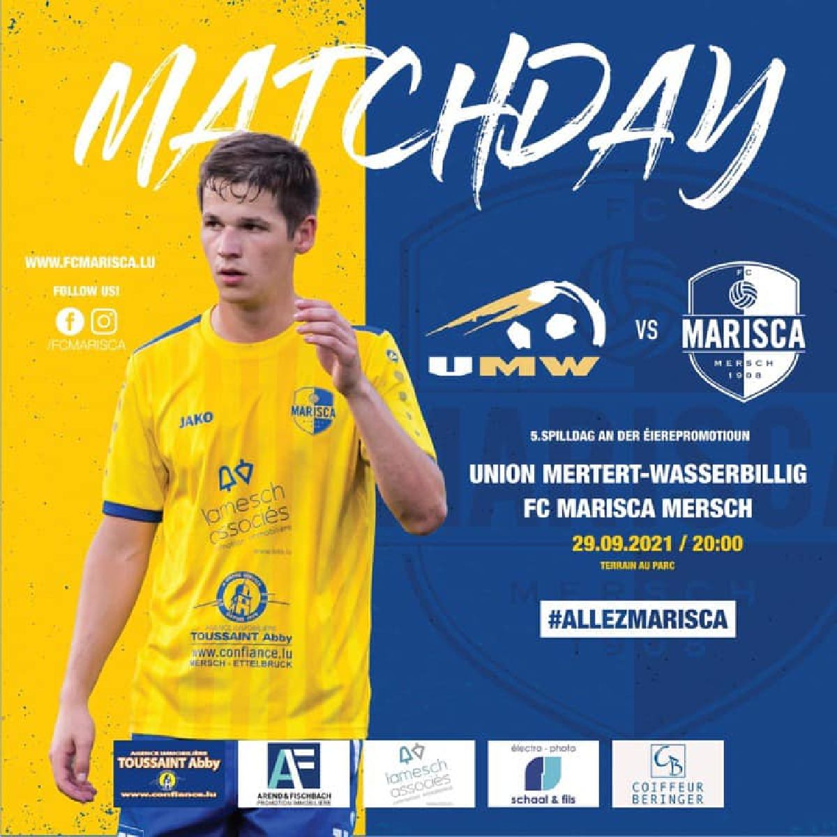 Union Mertert-Wasserbillig - Fc Marisca Miersch 29/09/2021 um 20h00