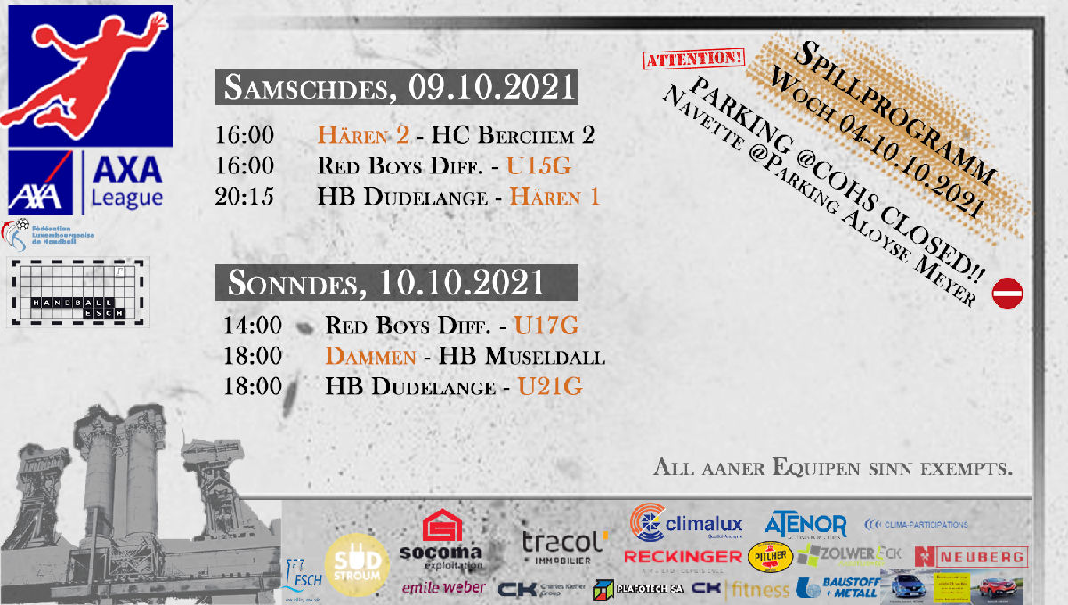 Spillplang vun der Woch 04-10.10.2021