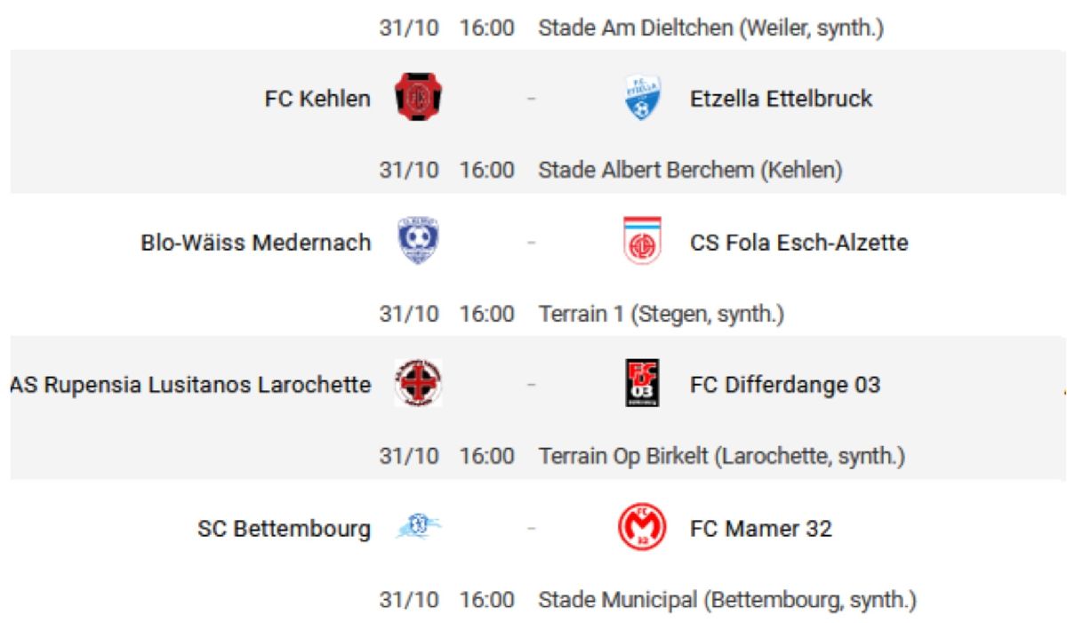 Coupe de Luxembourg  1/16-Finallen