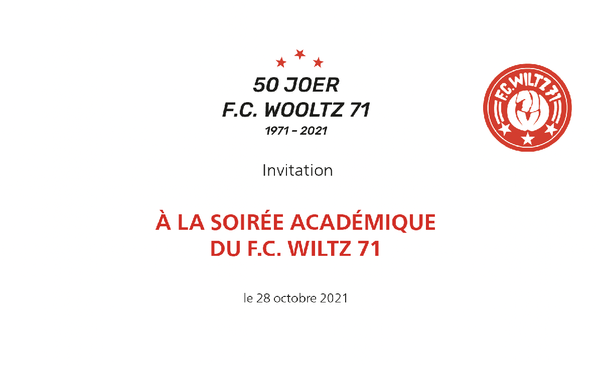 50 Joer F.C. Wooltz 71 - Soirée académique 50 Joer F.C. Wooltz 71 - Soirée académique