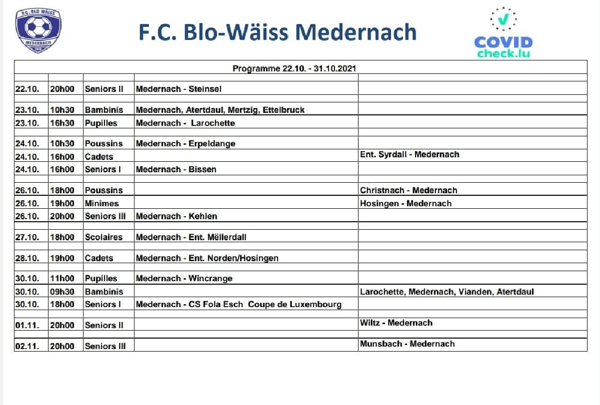 Programme 22.10 - 02.11.2021