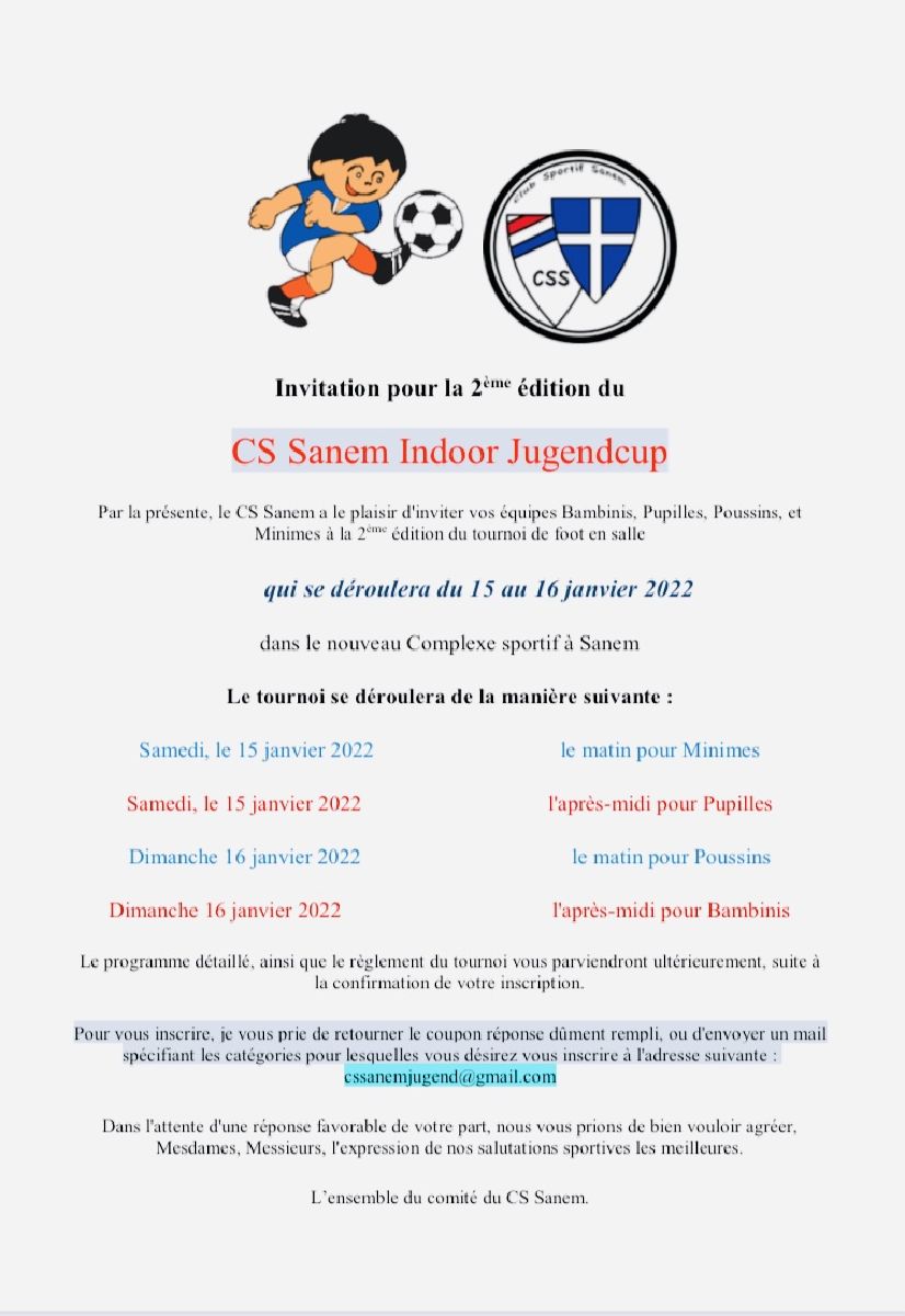 2ième édition du CS Sanem Indoor Jugendcup