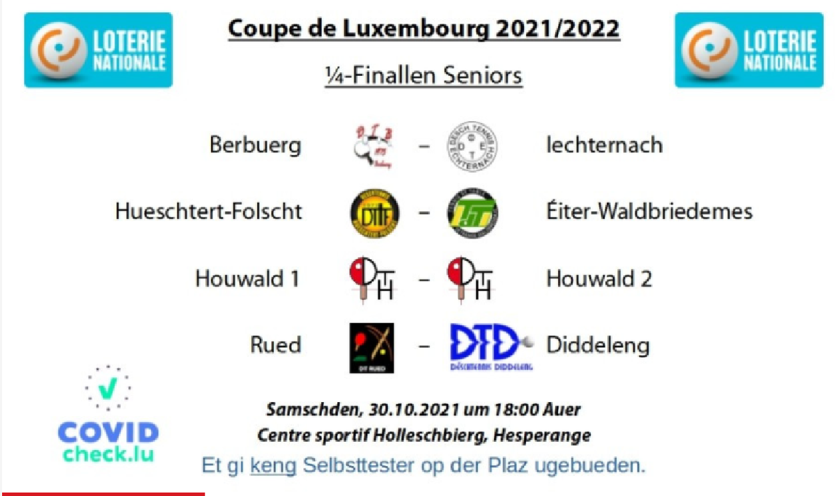 1/4 FINALS COUPE DE LUXEMBOURG à Hesperange 1/4 FINALS COUPE DE LUXEMBOURG à Hesperange