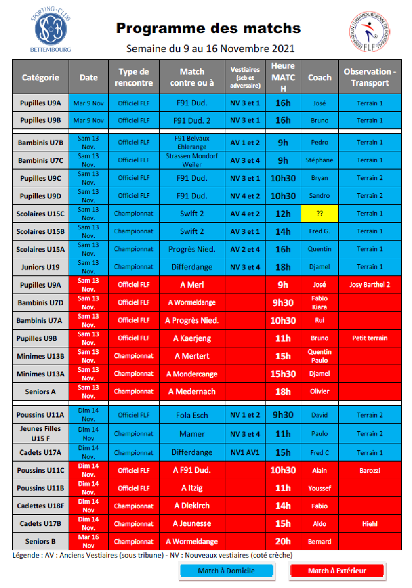 Programme du week end