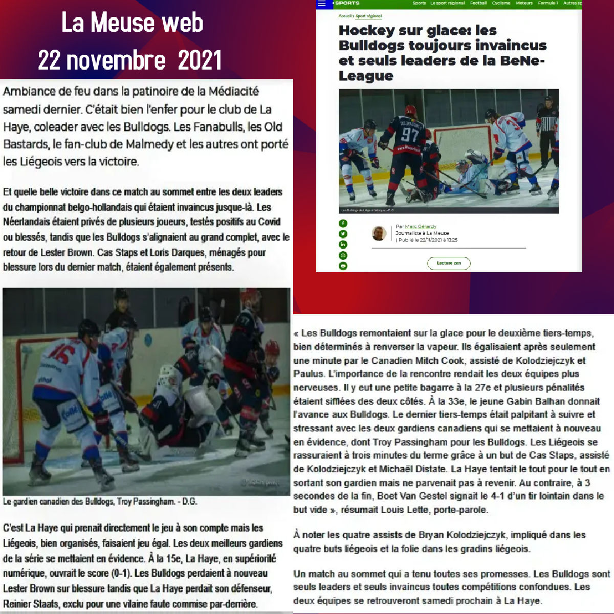Revue de presse - La Meuse web 22 novembre 2021 Revue de presse - La Meuse web 22 novembre 2021