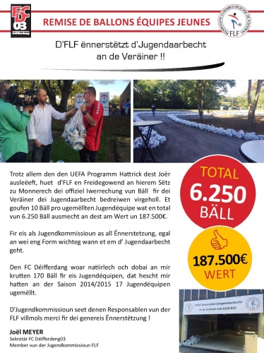 Remise des ballons par la FLF