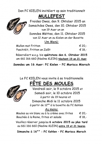 Den FC KIELEN invitéiert op sain traditionnelt MULLEFEST