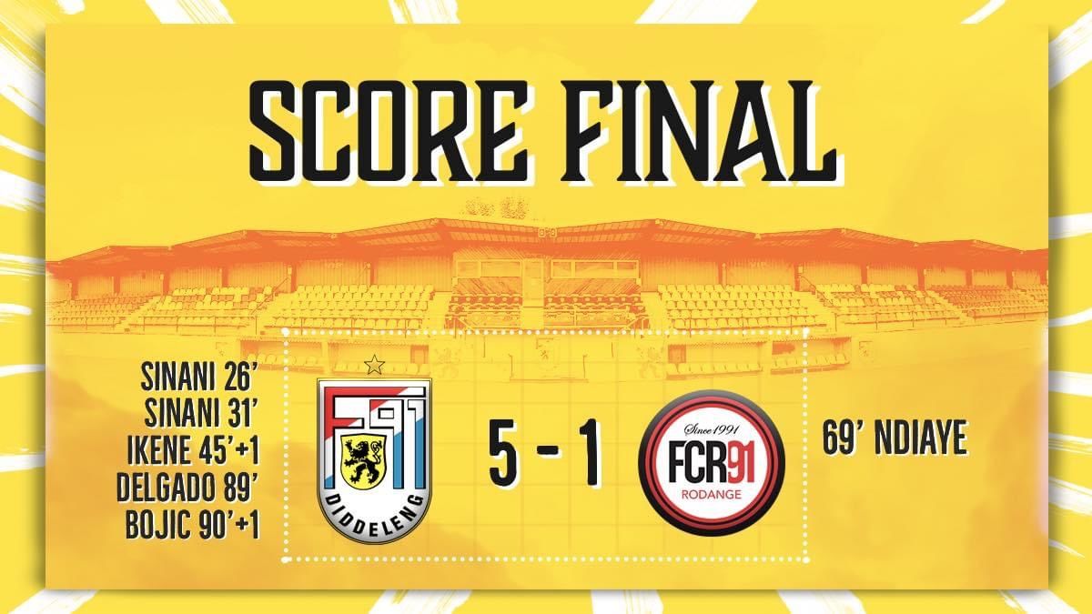 F91 Diddeleng - FC Rodange 91 5-1 (3-0) F91 Diddeleng - FC Rodange 91 5-1 (3-0)