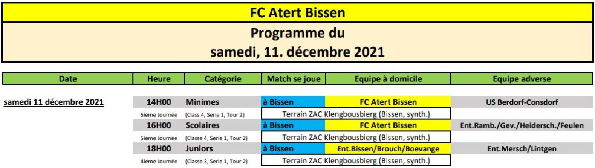 Wochen Programme 11 Dez 2021