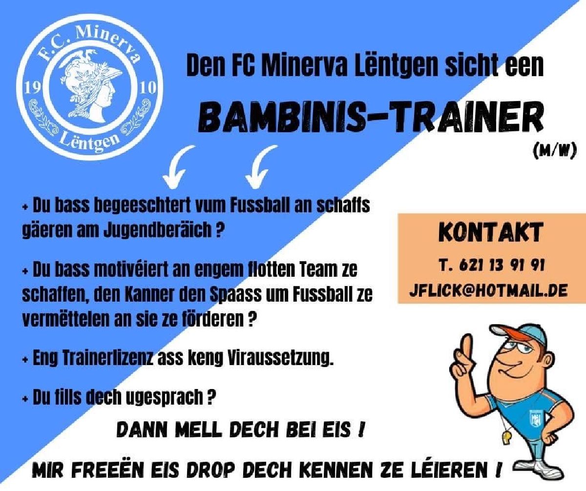 FC Minerva Lintgen cherche - Entraîneur Bambini m/f