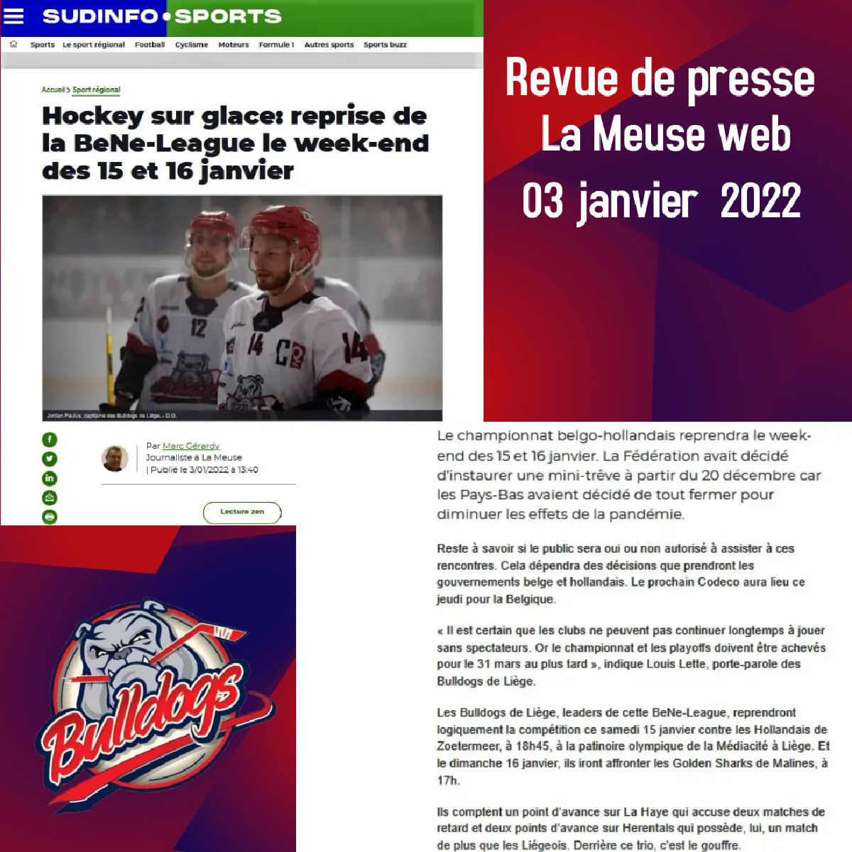Revue de presse - La Meuse web 03 janvier 2022