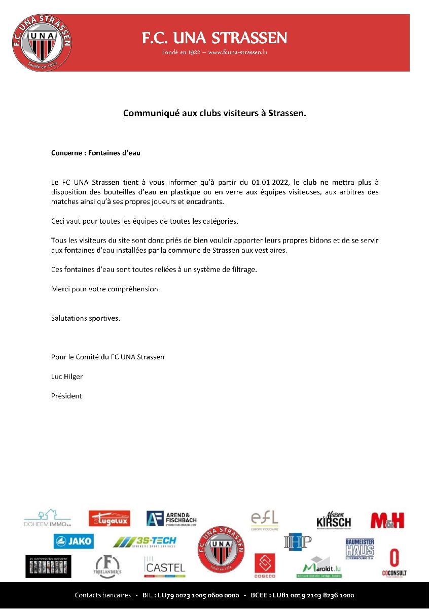 LE FC UNA SE MET AU VERT LE FC UNA SE MET AU VERT