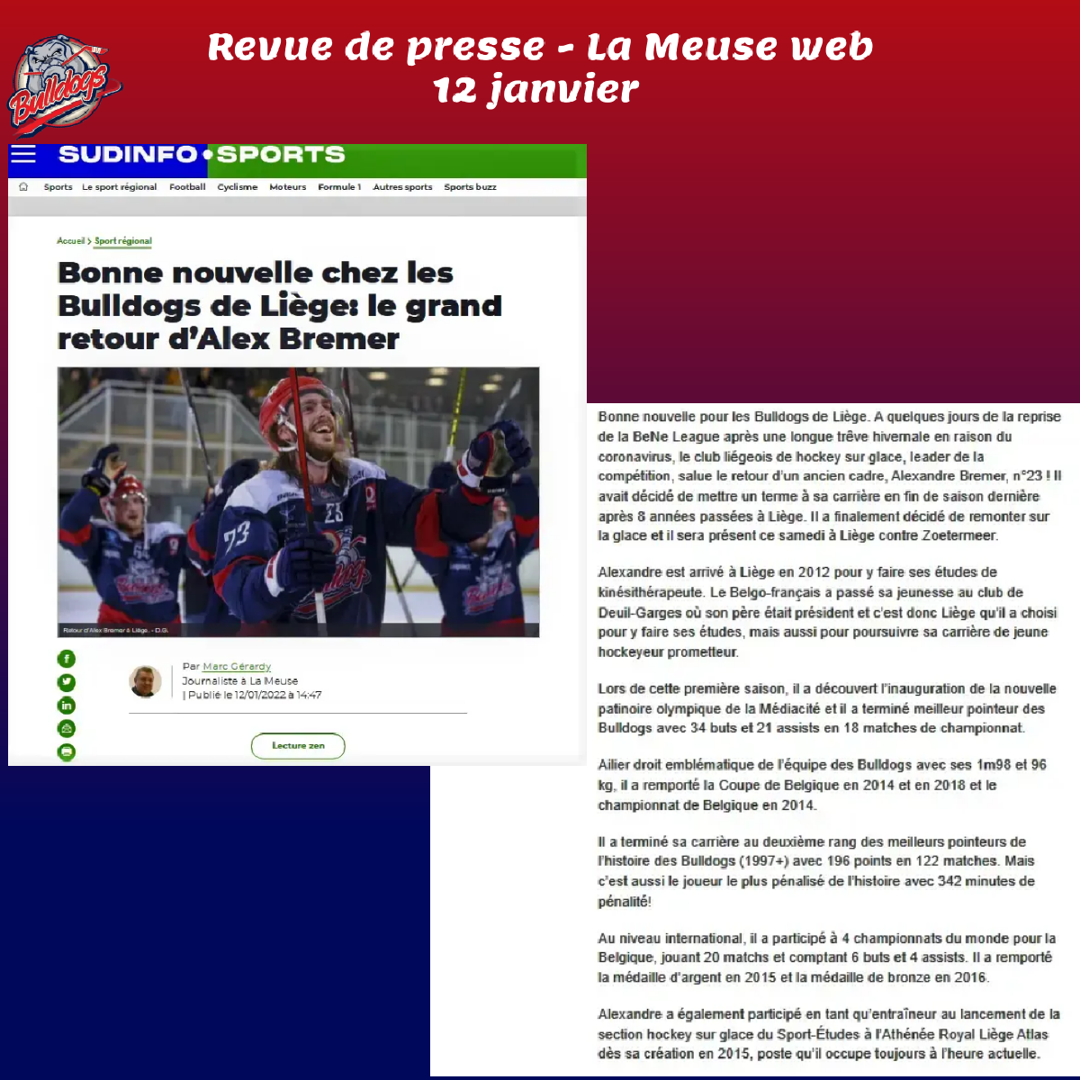 Revue de presse - La Meuse web 12 janvier 2022