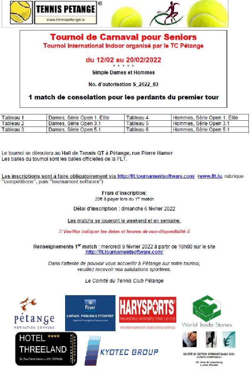 Tournoi Pétange à Carnaval - Senior Tournoi Pétange à Carnaval - Senior