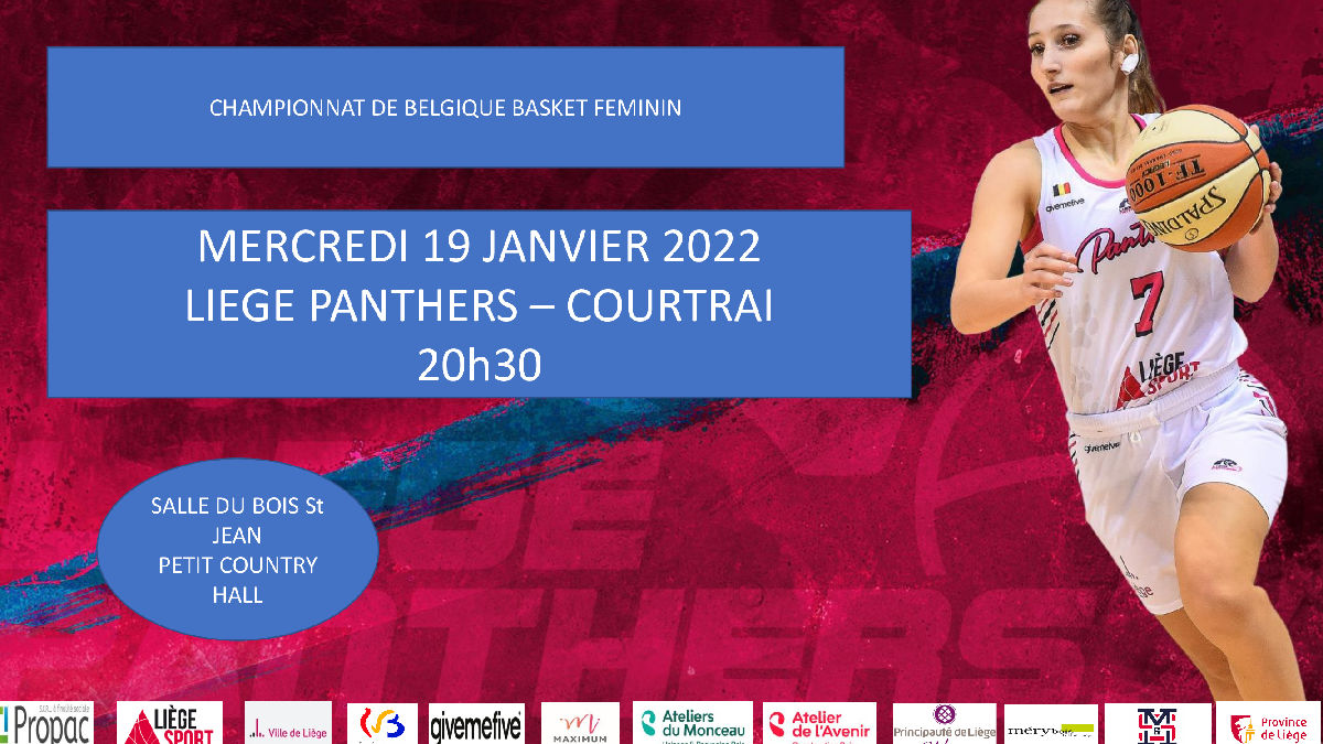 Ce mercredi 19.01.22 à 20h30 LIEGE PANTHERS-COURTRAI