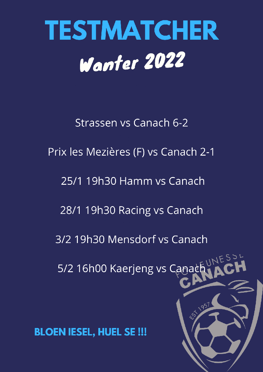 Mardi 25/1, match amical à Hamm