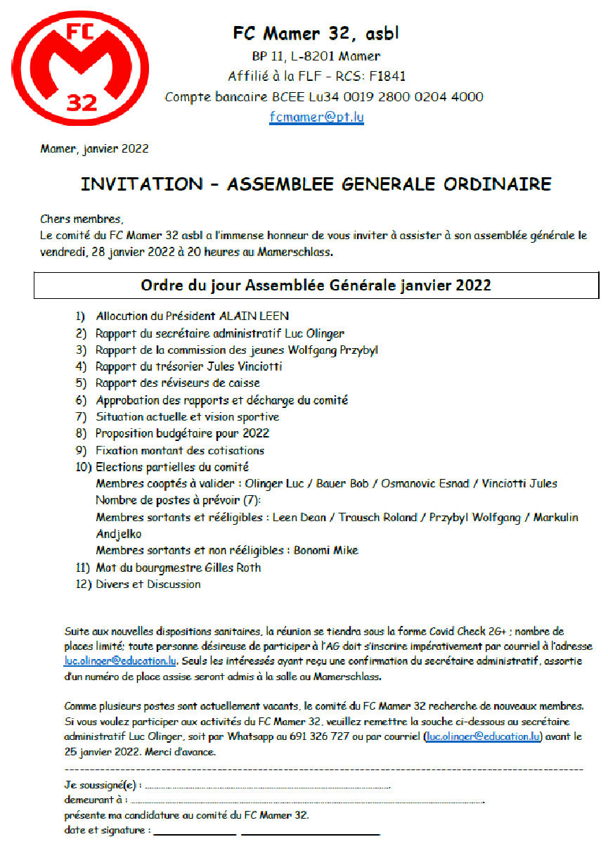Invitation - Assemblée générale ordinaire Invitation - Assemblée générale ordinaire