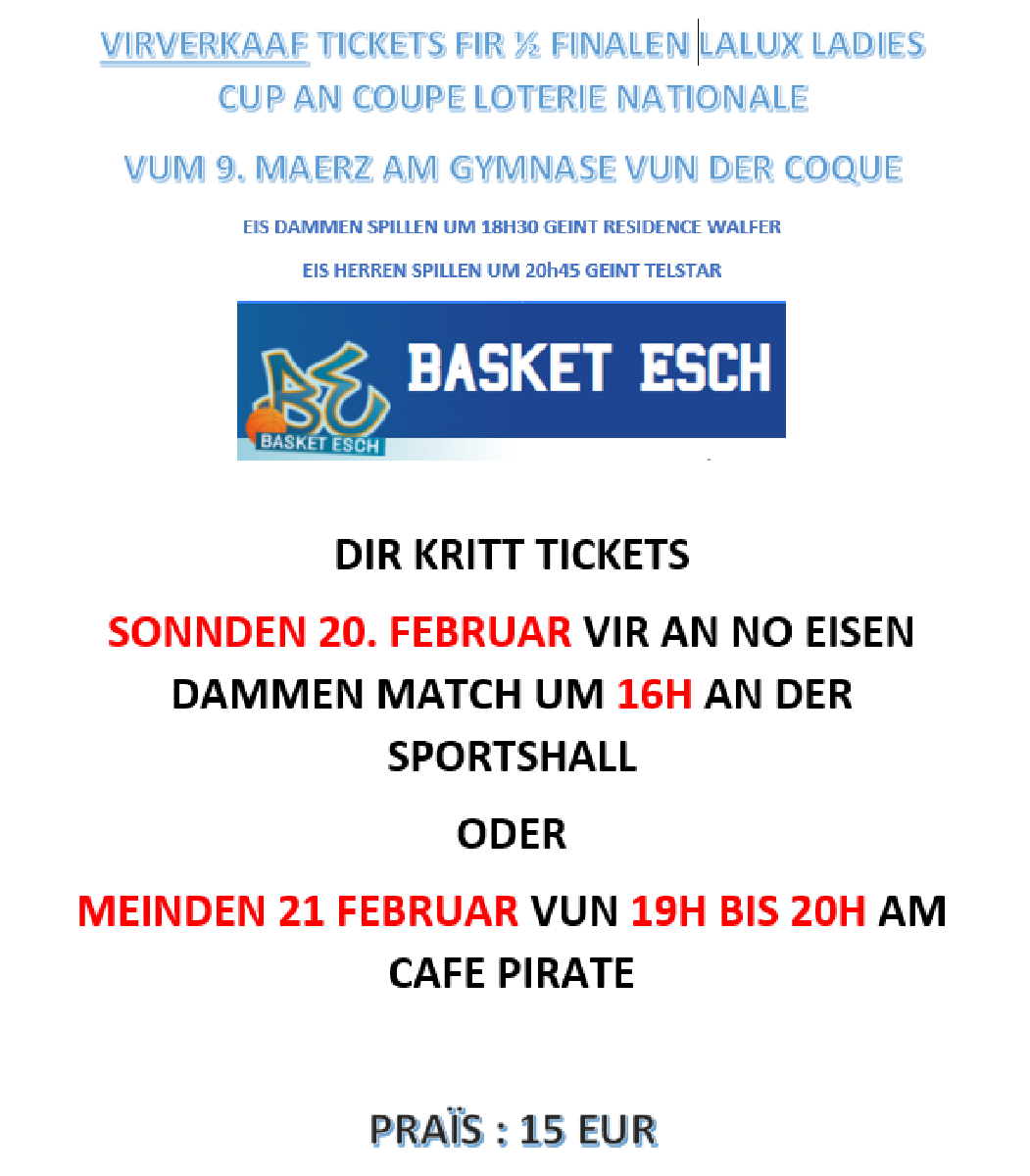 VIRVERKAAF TICKETS COUPE 1/2 FINALEN 9. MAERZ VIRVERKAAF TICKETS COUPE 1/2 FINALEN 9. MAERZ