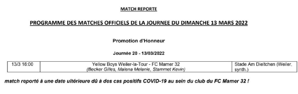 Match reporté