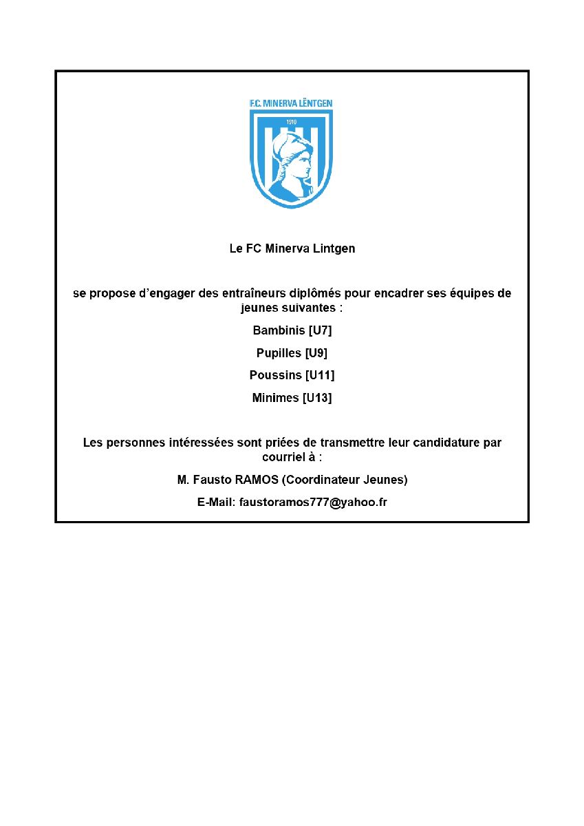 Le FC Minerva Lintgen cherche des entraîneurs des jeunes