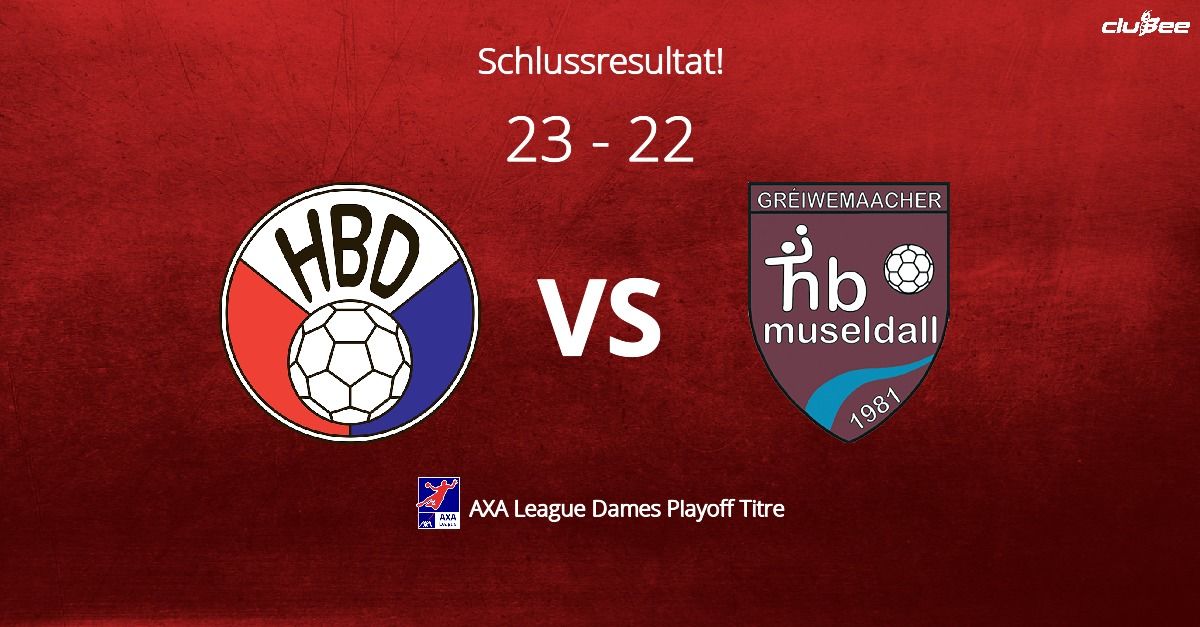3. Spilldag PLAY OFF AXA LEAGUE: HB Dideleng - HB Museldall Dames 23-22 3. Spilldag PLAY OFF AXA LEAGUE: HB Dideleng - HB Museldall Dames 23-22