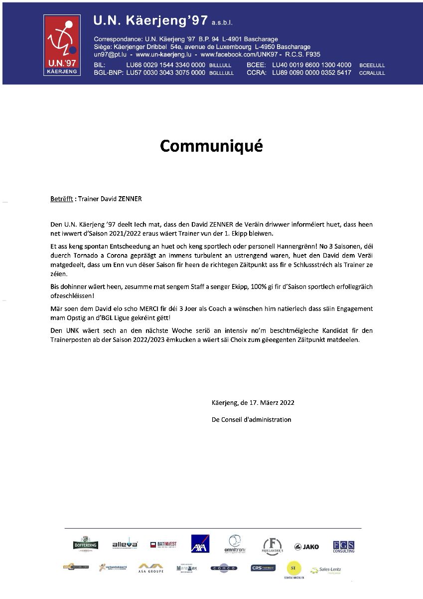 Communiqué - David Zenner