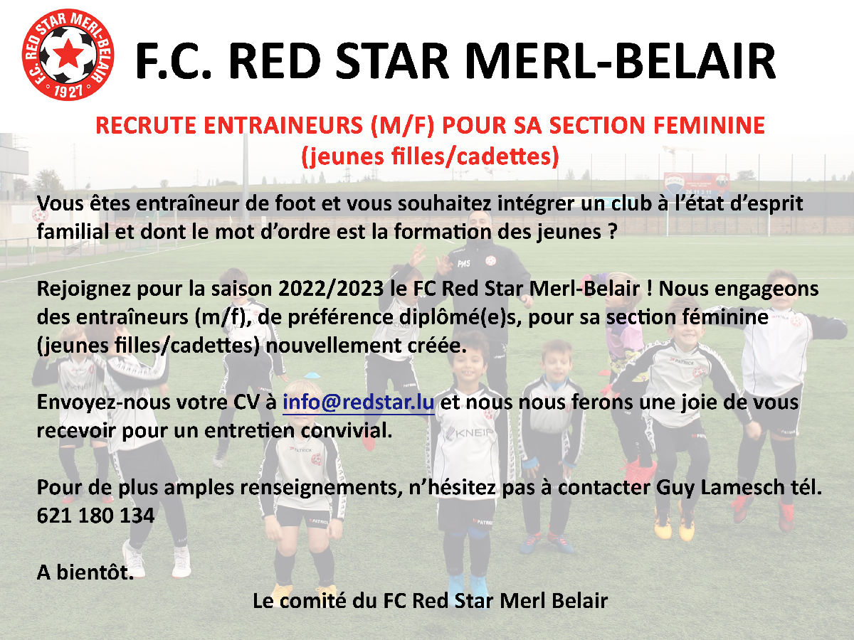 engageons pour la saison 2022/2023 des entraineurs pour notre section féminine