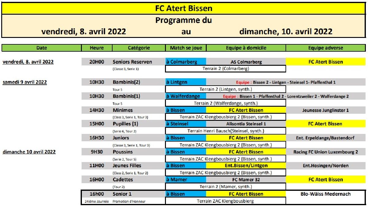 Wochenprogramme 08 - 10 Abrëll 2022
