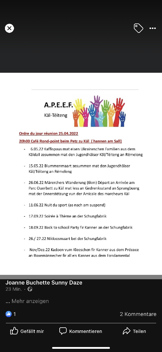 Apeef- Aktivitéiten 2022