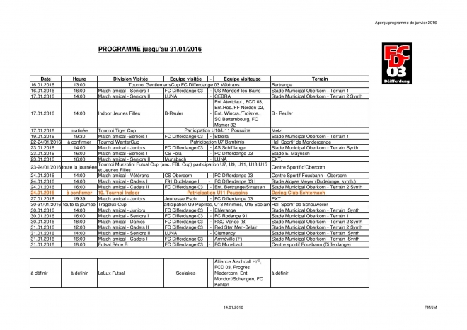De Spillprogramm vir Januar...